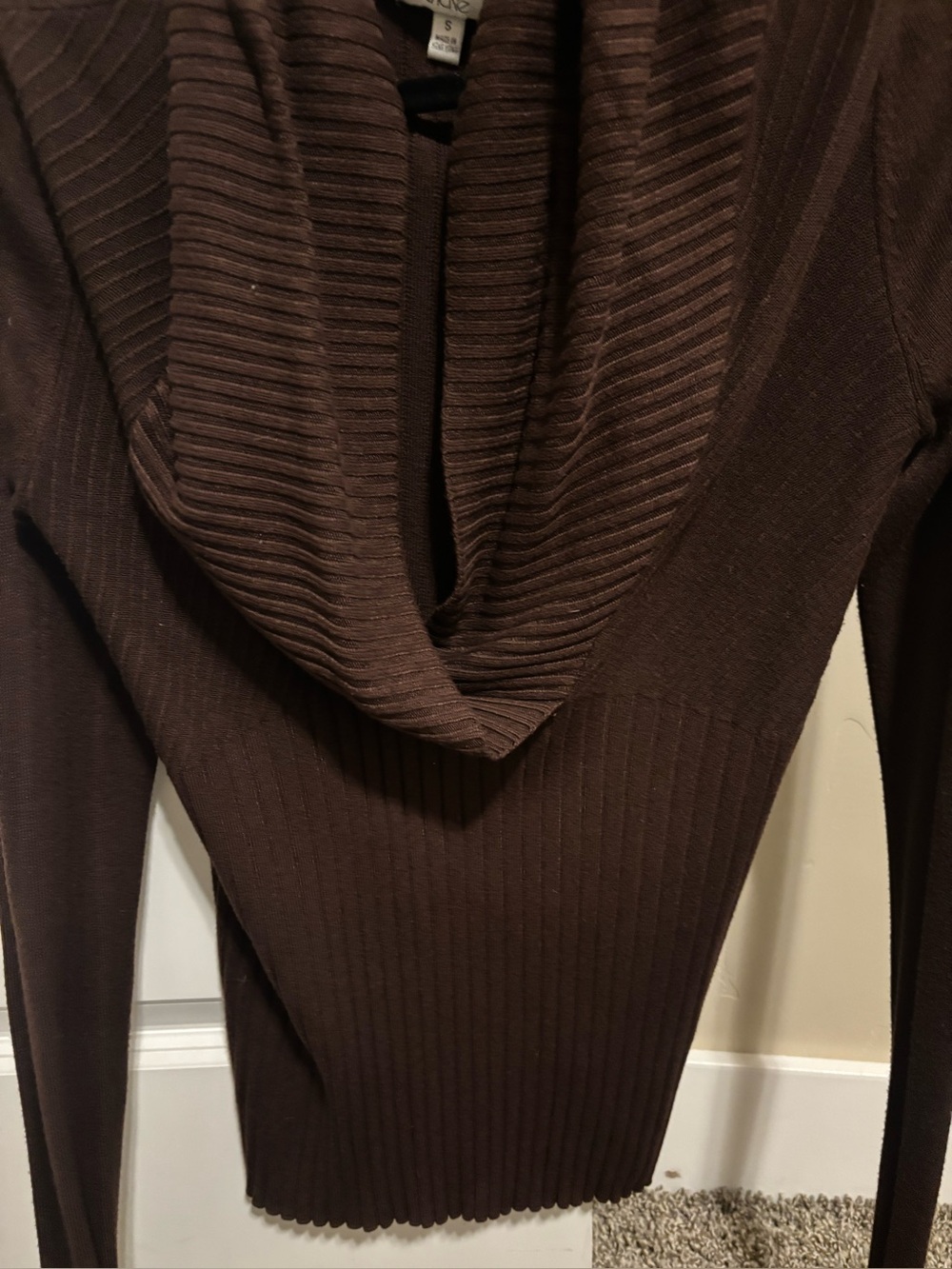 Cache Brown Ribbed Knit Blouse - Picture 2 of 3